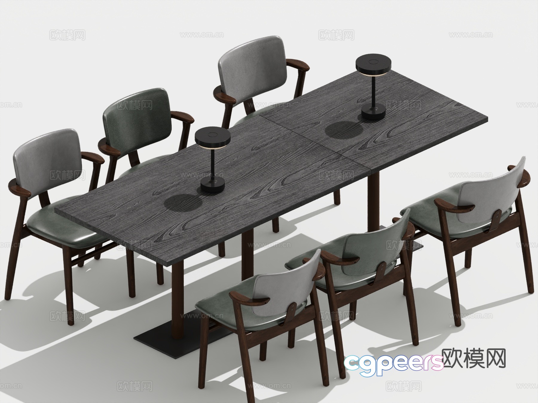 Modern dining table and chairs long table and chairs 3d model Modern dining table and chairs long table and chairs 3d model