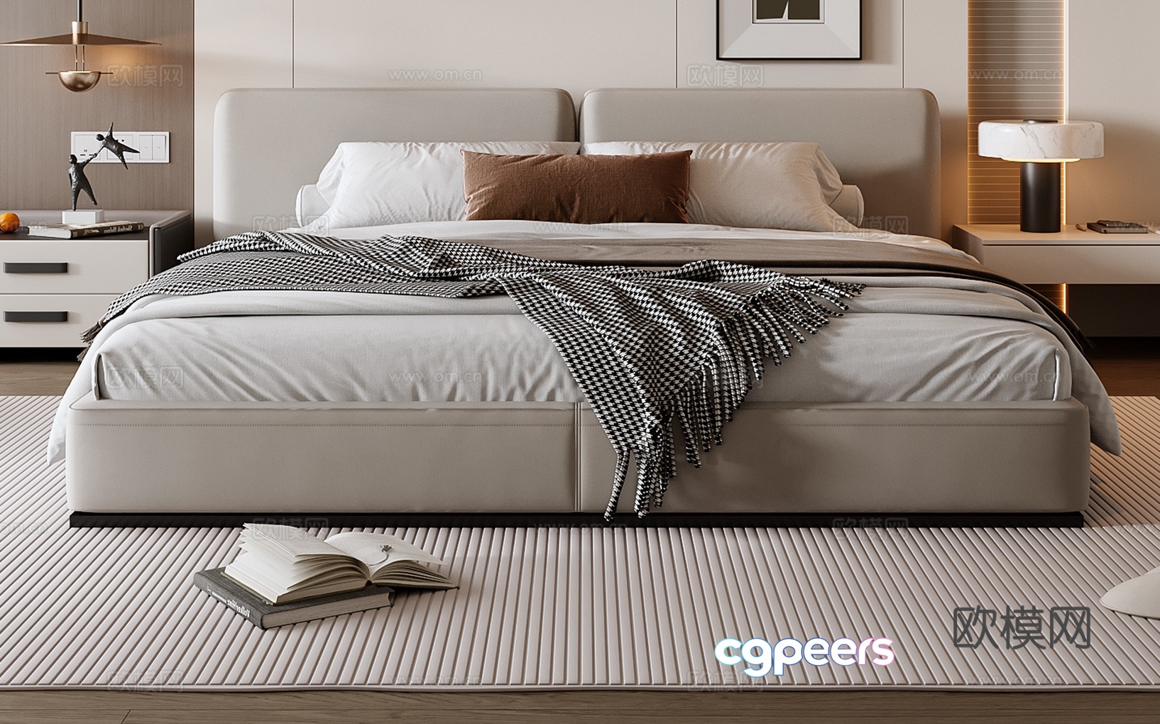 Modern double bed 3d model Modern double bed 3d model