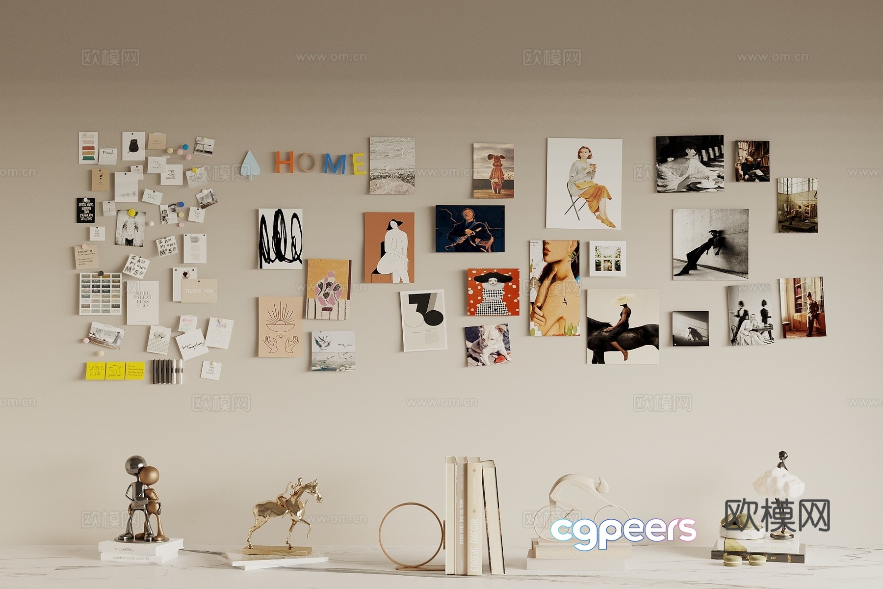 Modern photo wall sticky note decorative painting 3d model Modern photo wall sticky note decorative painting 3d model