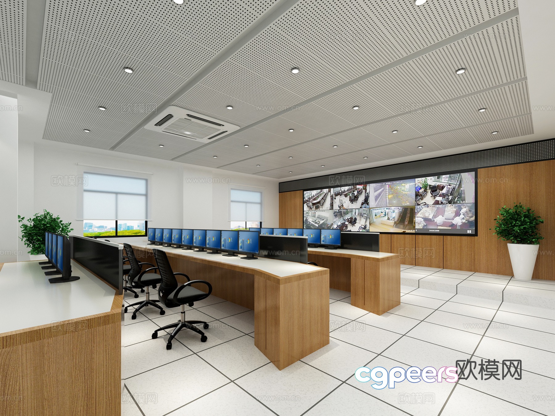 Modern control room information room 3D model Modern control room information room 3D model