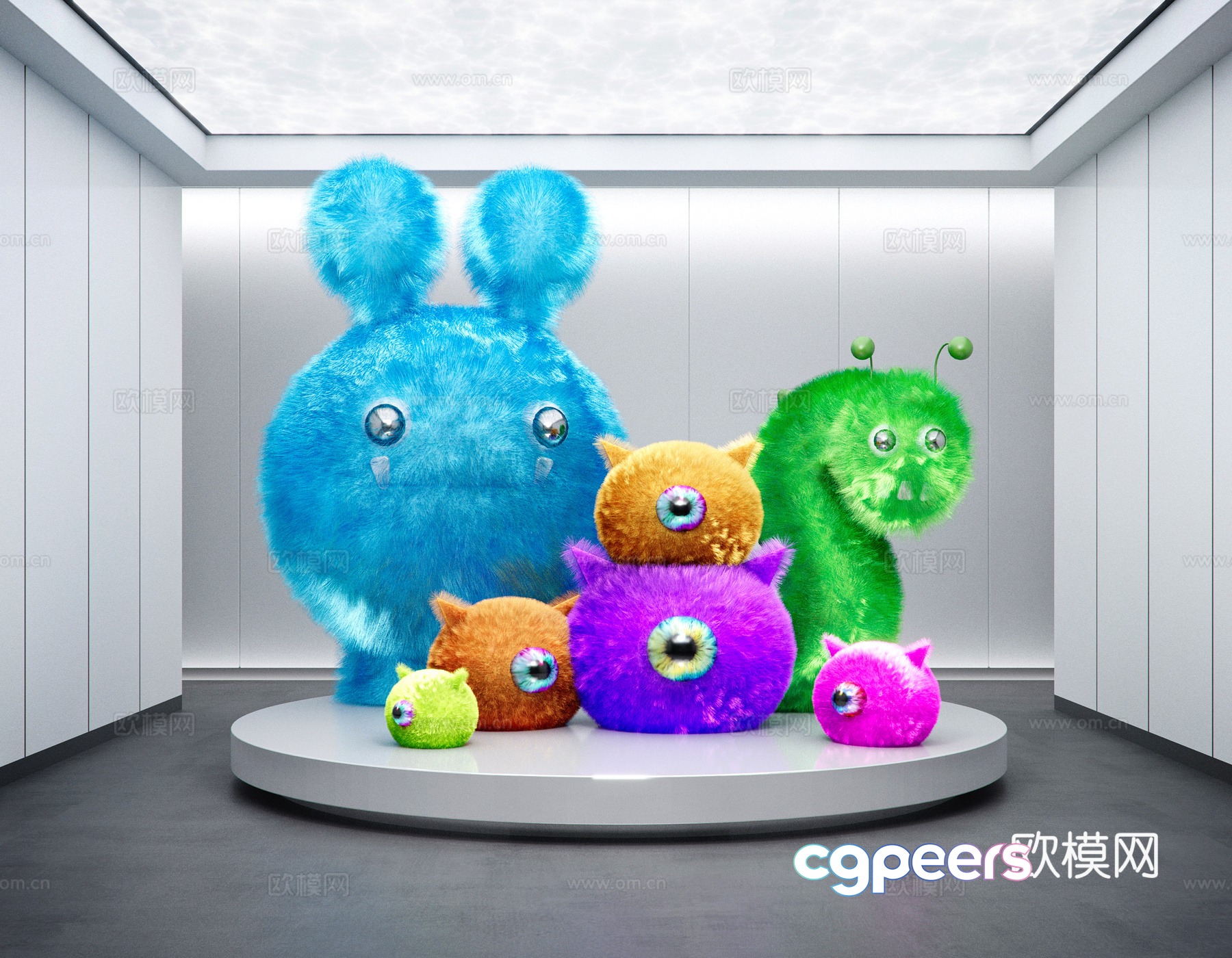 Modern interior plush sculpture installation display 3D model Modern interior plush sculpture installation display 3D model