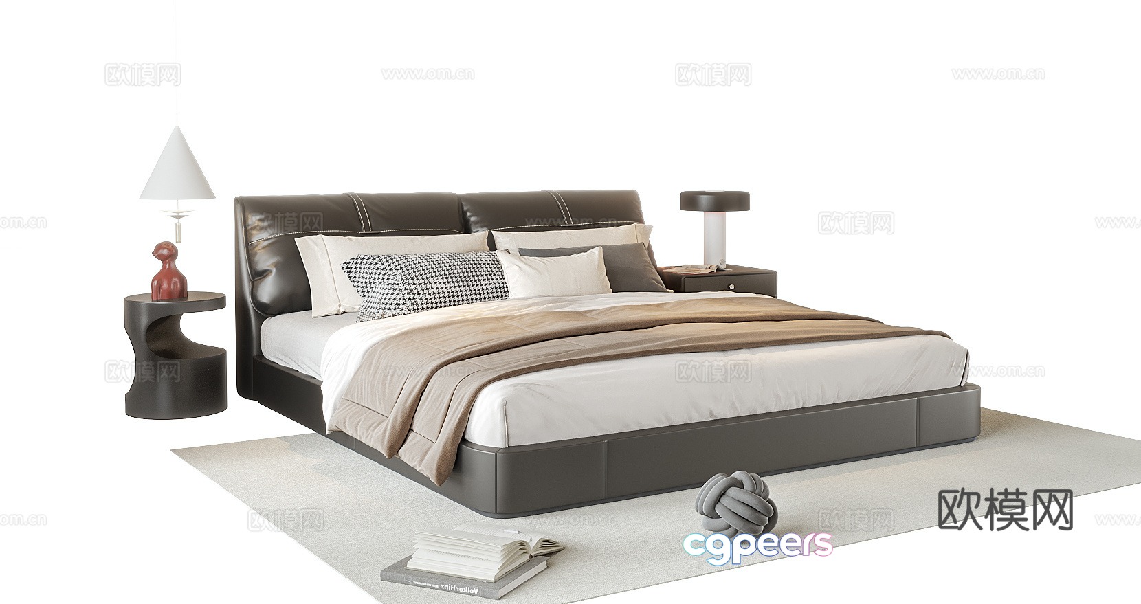 Modern double bed 3d model Modern double bed 3d model