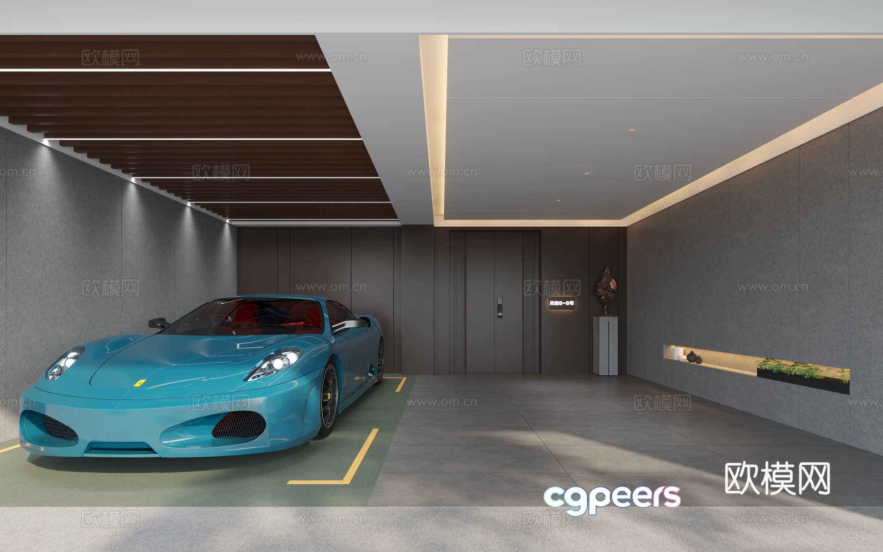 Modern private garage 3d model Modern private garage 3d model