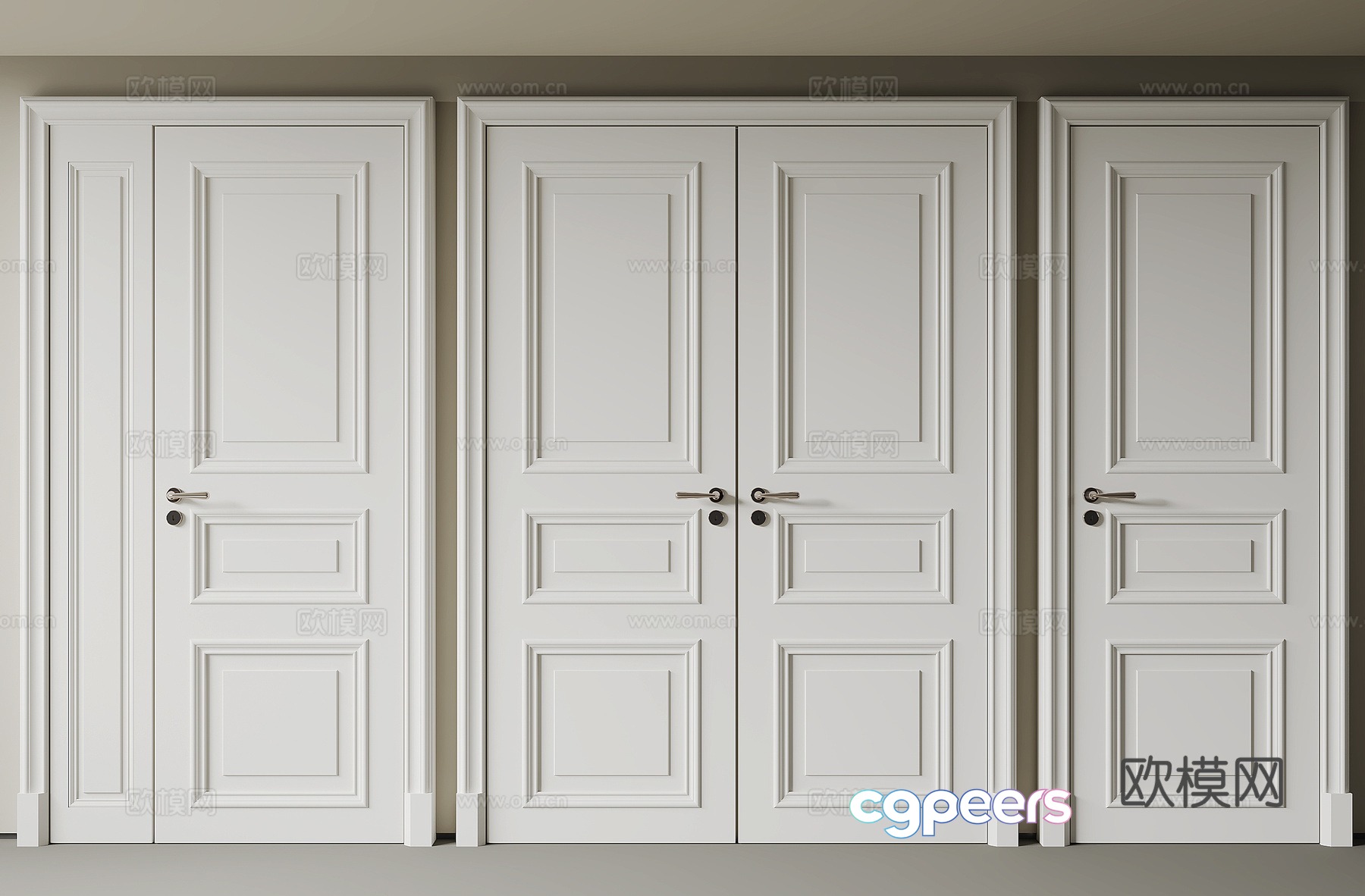 Simple European bedroom door double door 3d model Simple European bedroom door double door 3d model