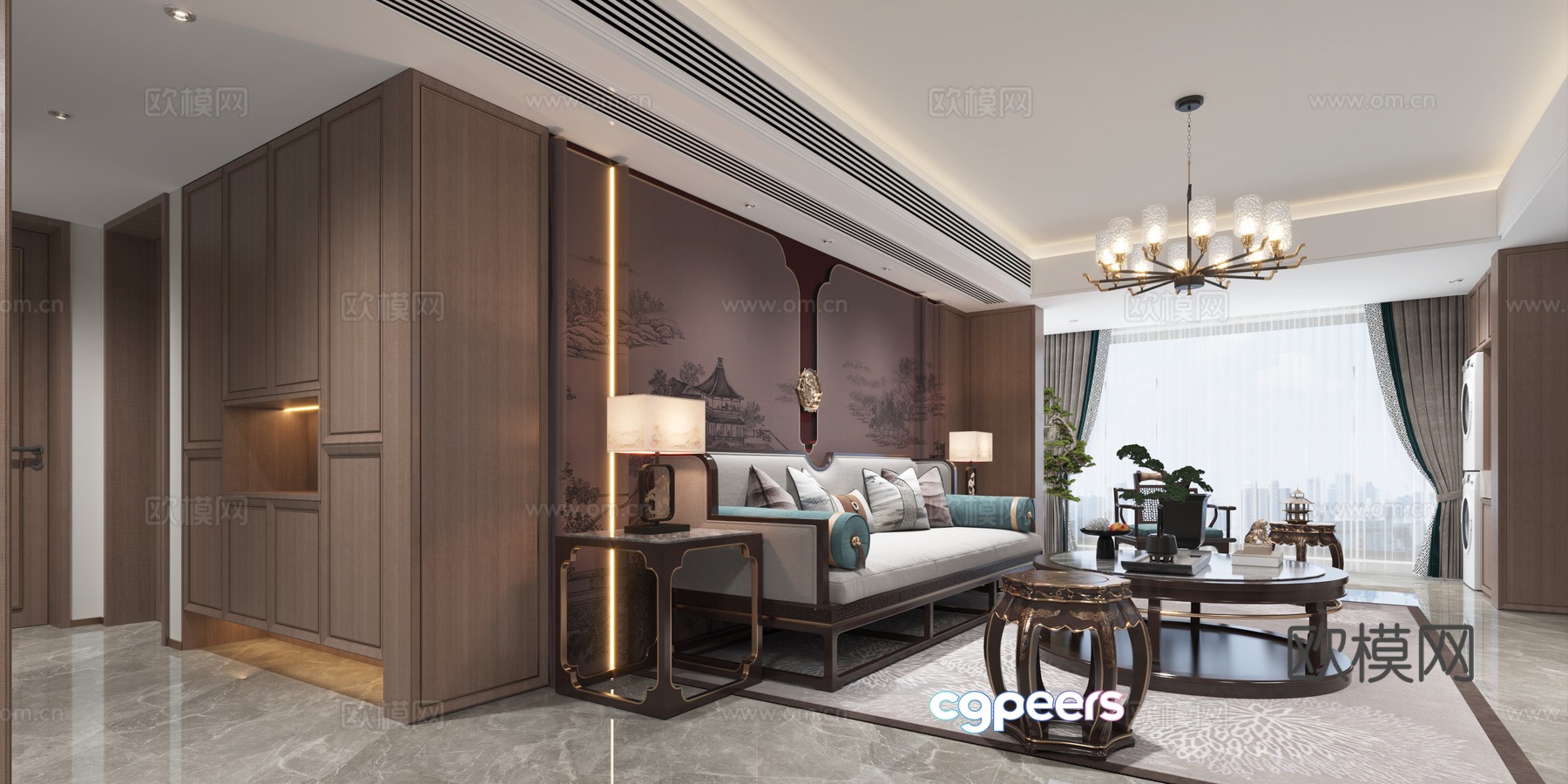 New Chinese living room 3D model New Chinese living room 3D model