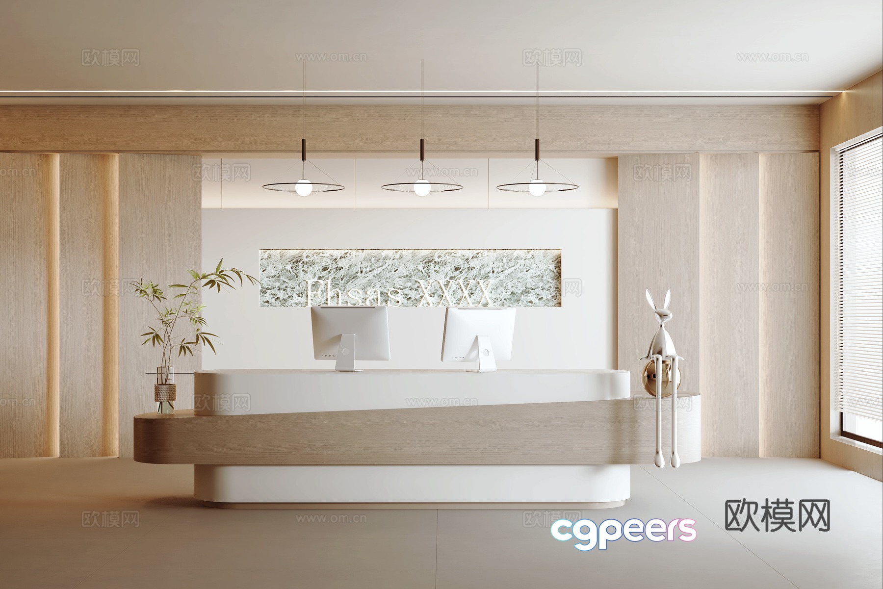 Modern office front desk 3d model Modern office front desk 3d model