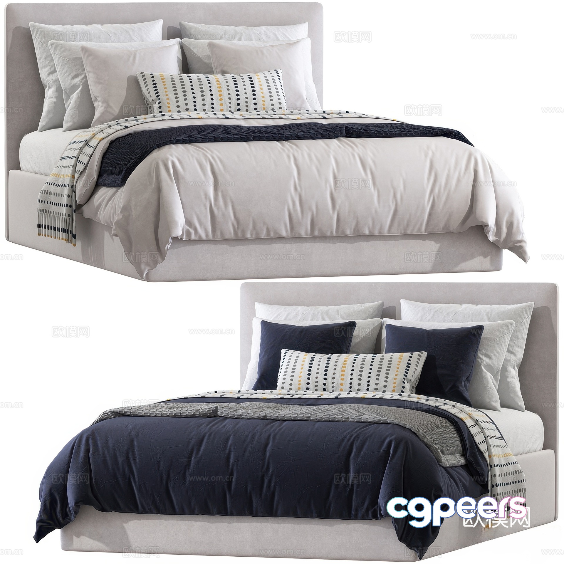 Modern double bed 3d model Modern double bed 3d model
