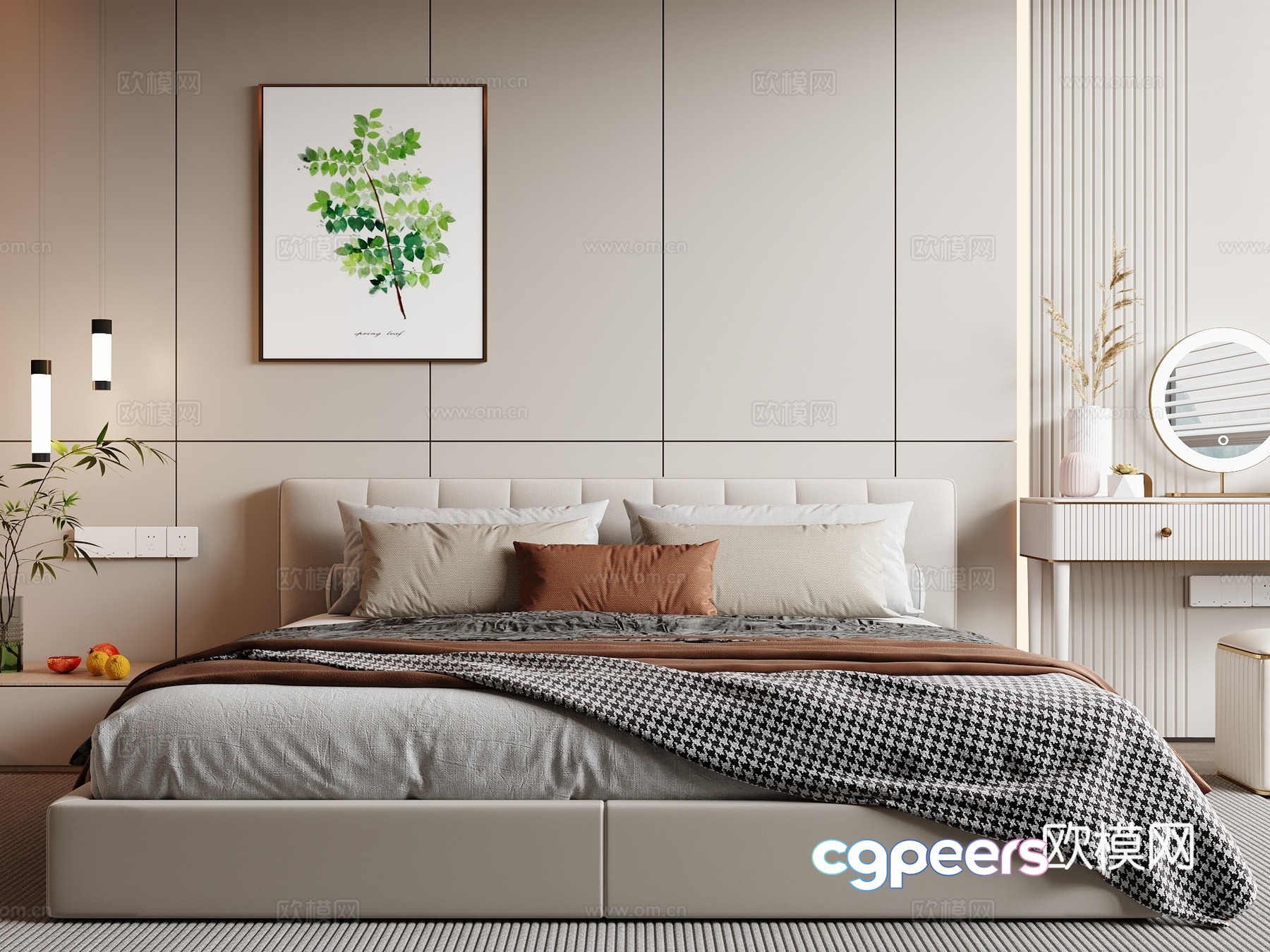 Modern double bed 3d model Modern double bed 3d model