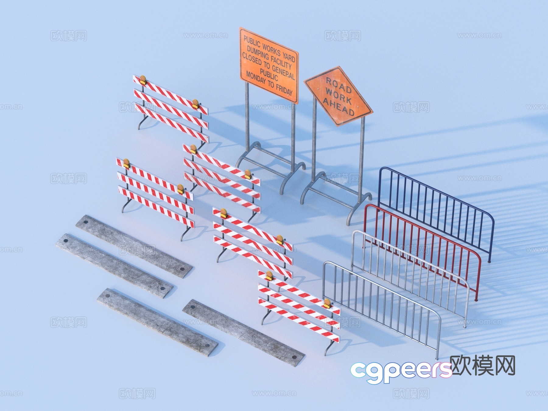 Construction roadblock warning 3d model Construction roadblock warning 3d model