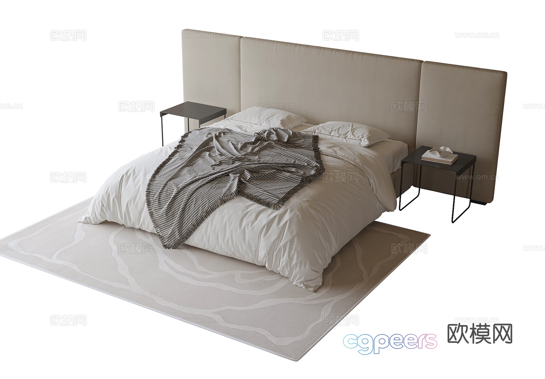Modern double bed 3d model Modern double bed 3d model