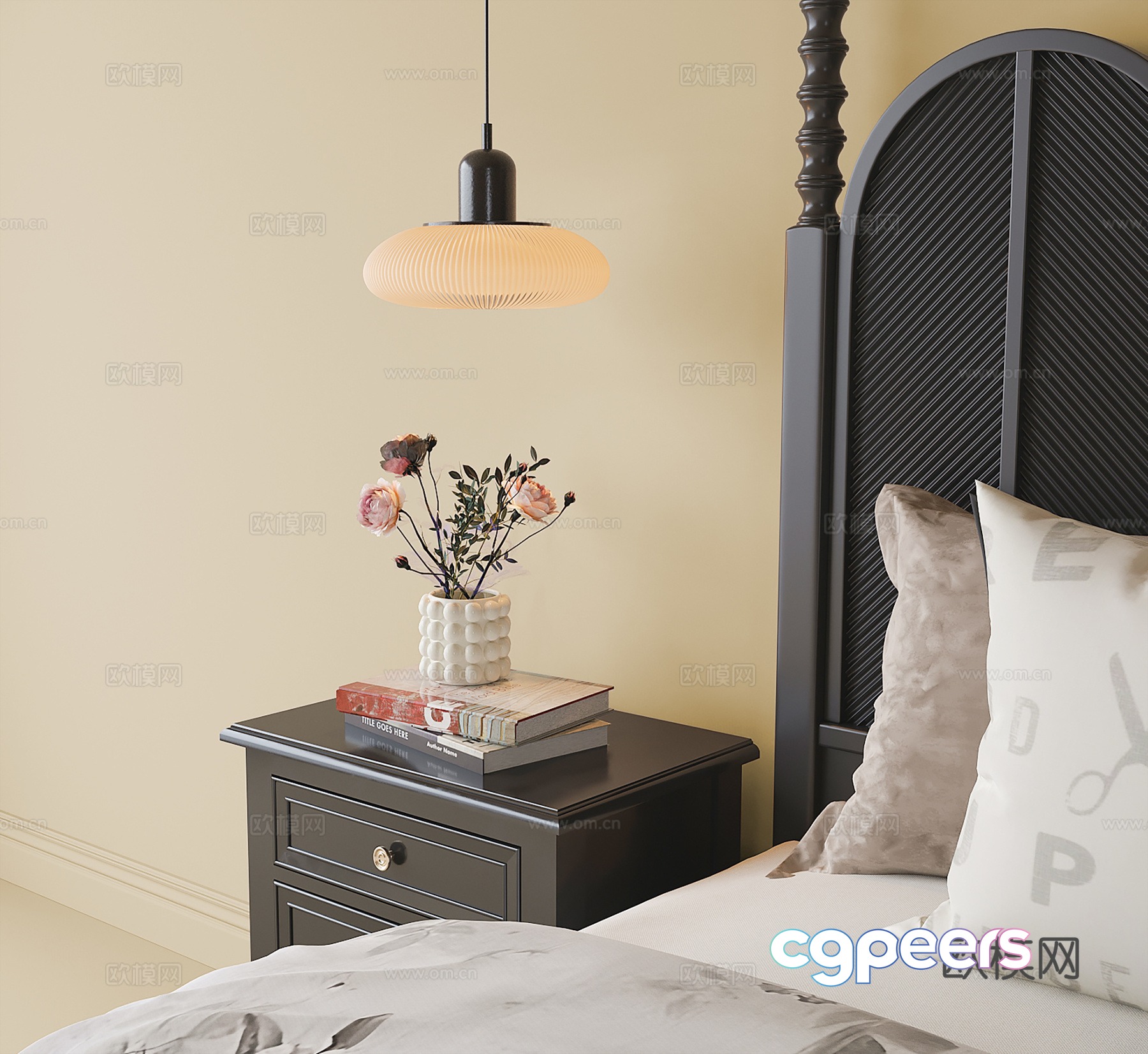 French bedside table bedside chandelier 3d model French bedside table bedside chandelier 3d model