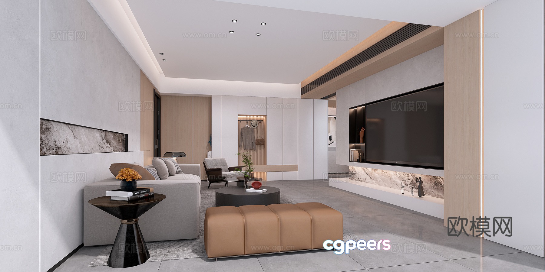 Modern living and dining room 3d model Modern living and dining room 3d model