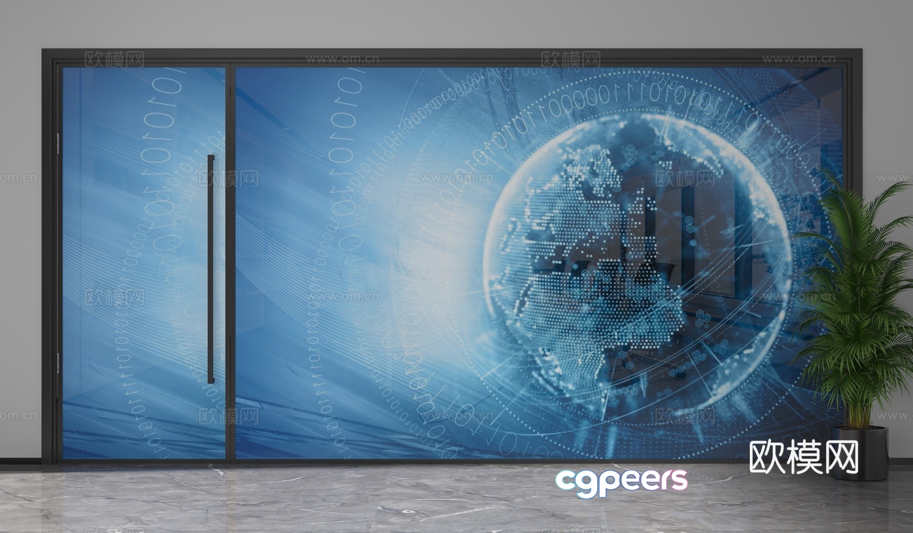 Modern office curtain wall glass partition 3d model Modern office curtain wall glass partition 3d model