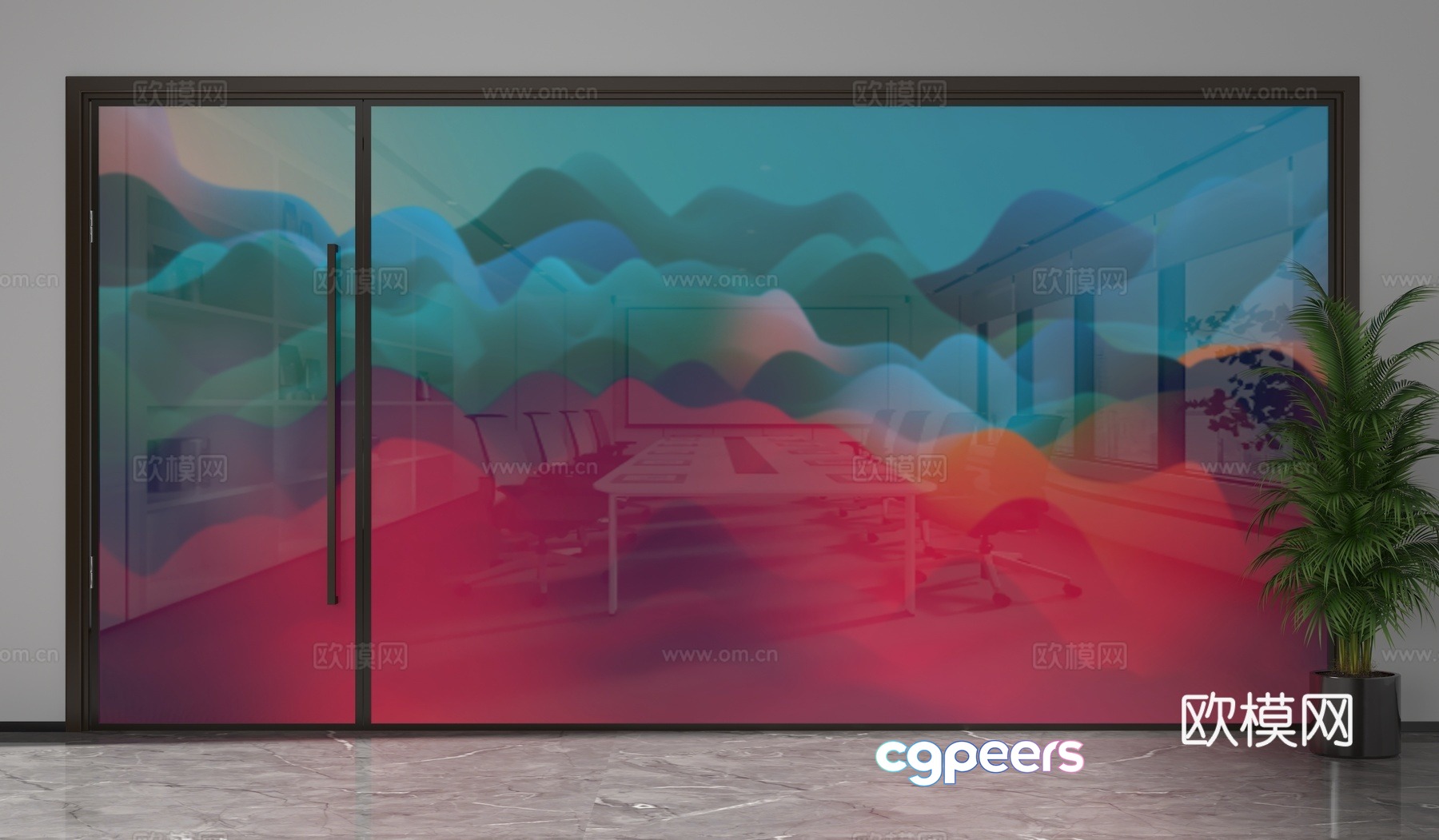 Modern office glass partition 3d model Modern office glass partition 3d model