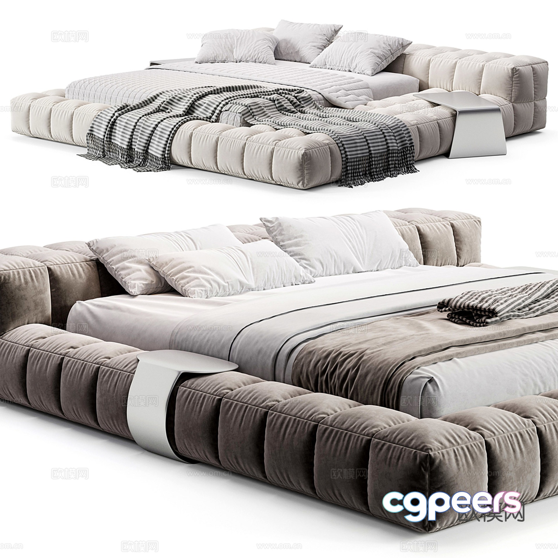 Modern double bed master bed platform bed 3d model Modern double bed master bed platform bed 3d model