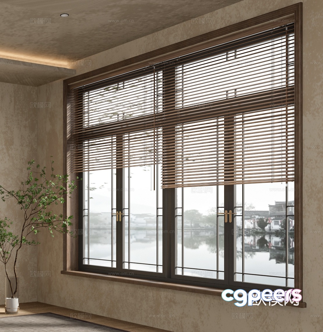 New Chinese style wooden windows blinds lattice windows 3D model New Chinese style wooden windows blinds lattice windows 3D model