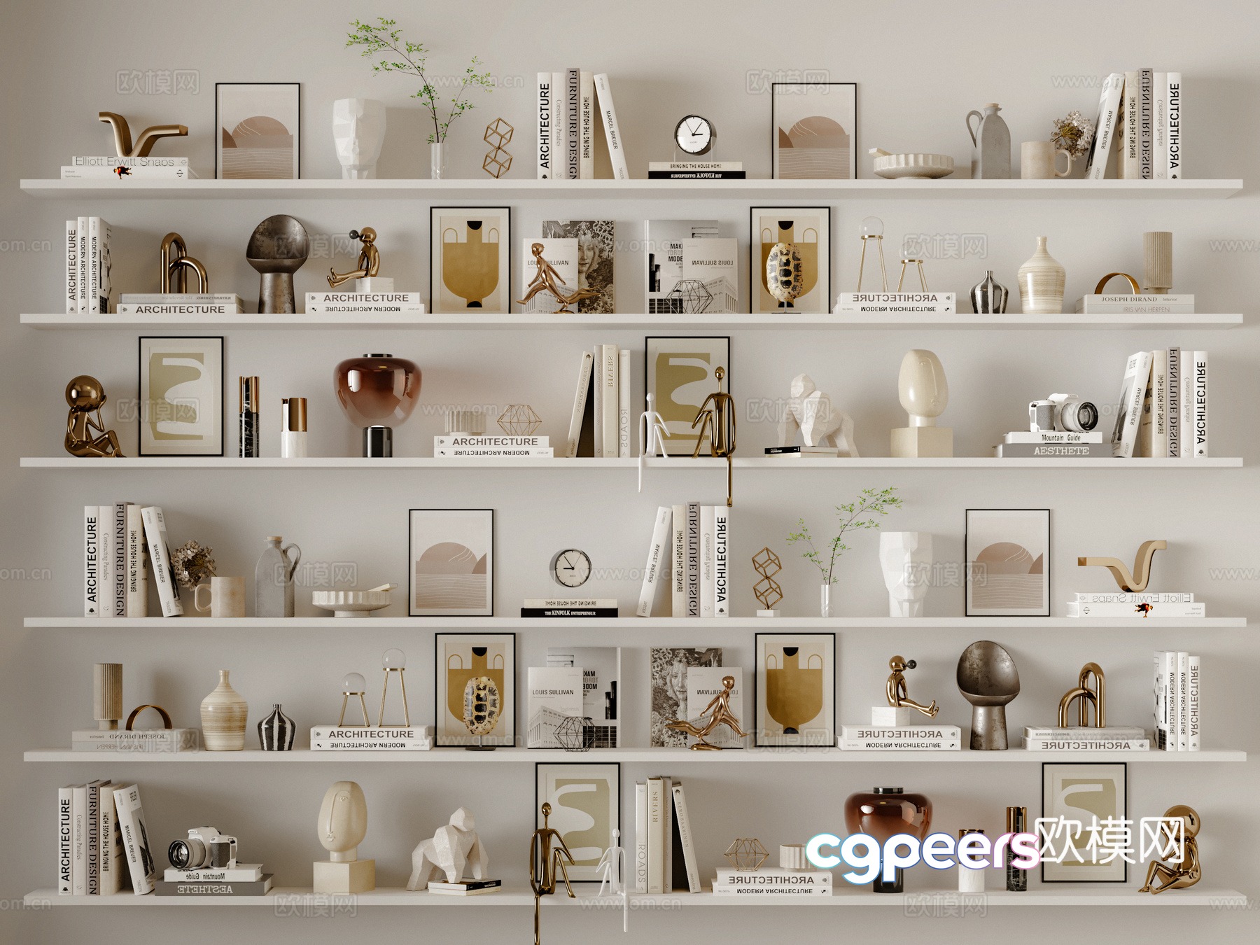 Modern decorations ornaments books hanging paintings 3D model Modern decorations ornaments books hanging paintings 3D model