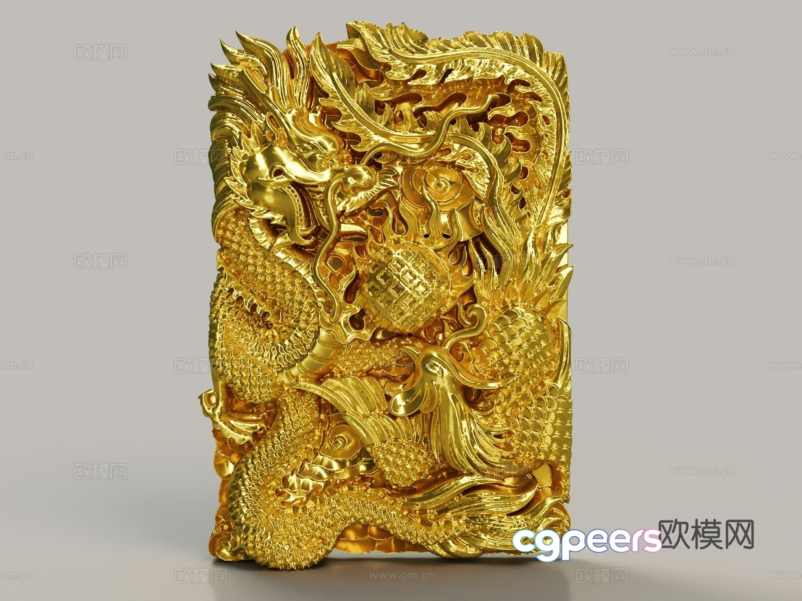 Golden Dragon Card Jewelry 3D Model Golden Dragon Card Jewelry 3D Model