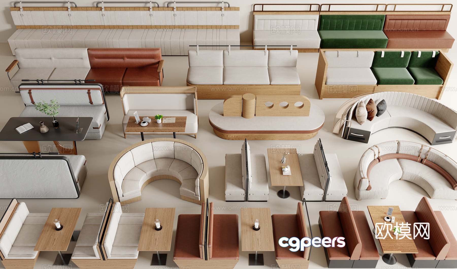 Modern booth dining table and chairs booth sofa curved booth 3D model Modern booth dining table and chairs booth sofa curved booth 3D model
