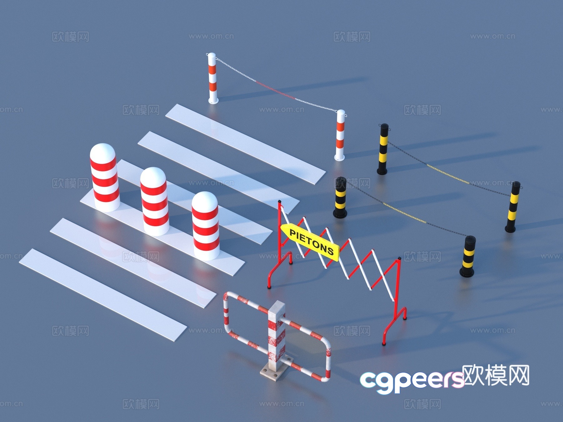 Construction roadblock warning 3D model