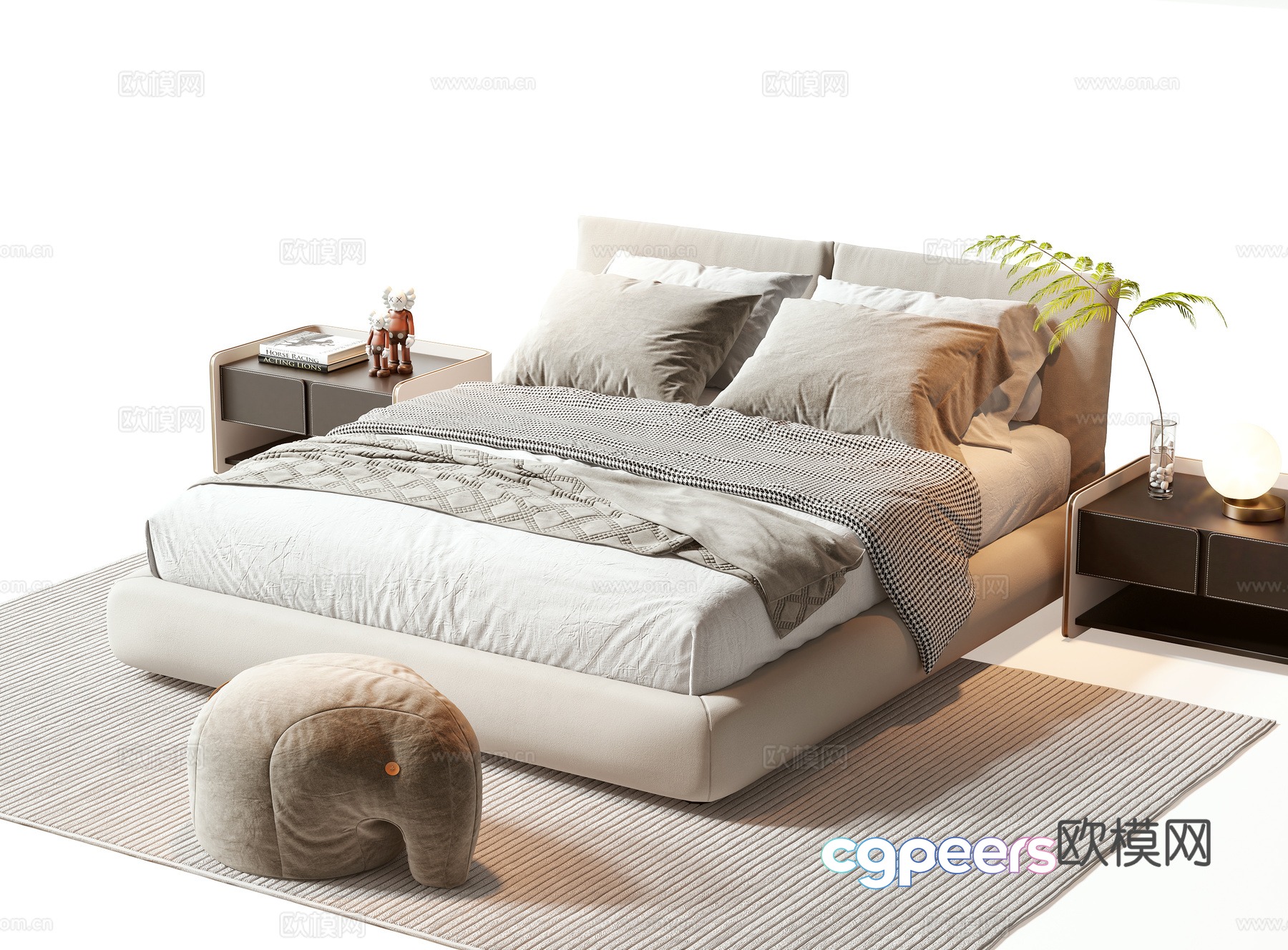 Modern double bed 3d model Modern double bed 3d model