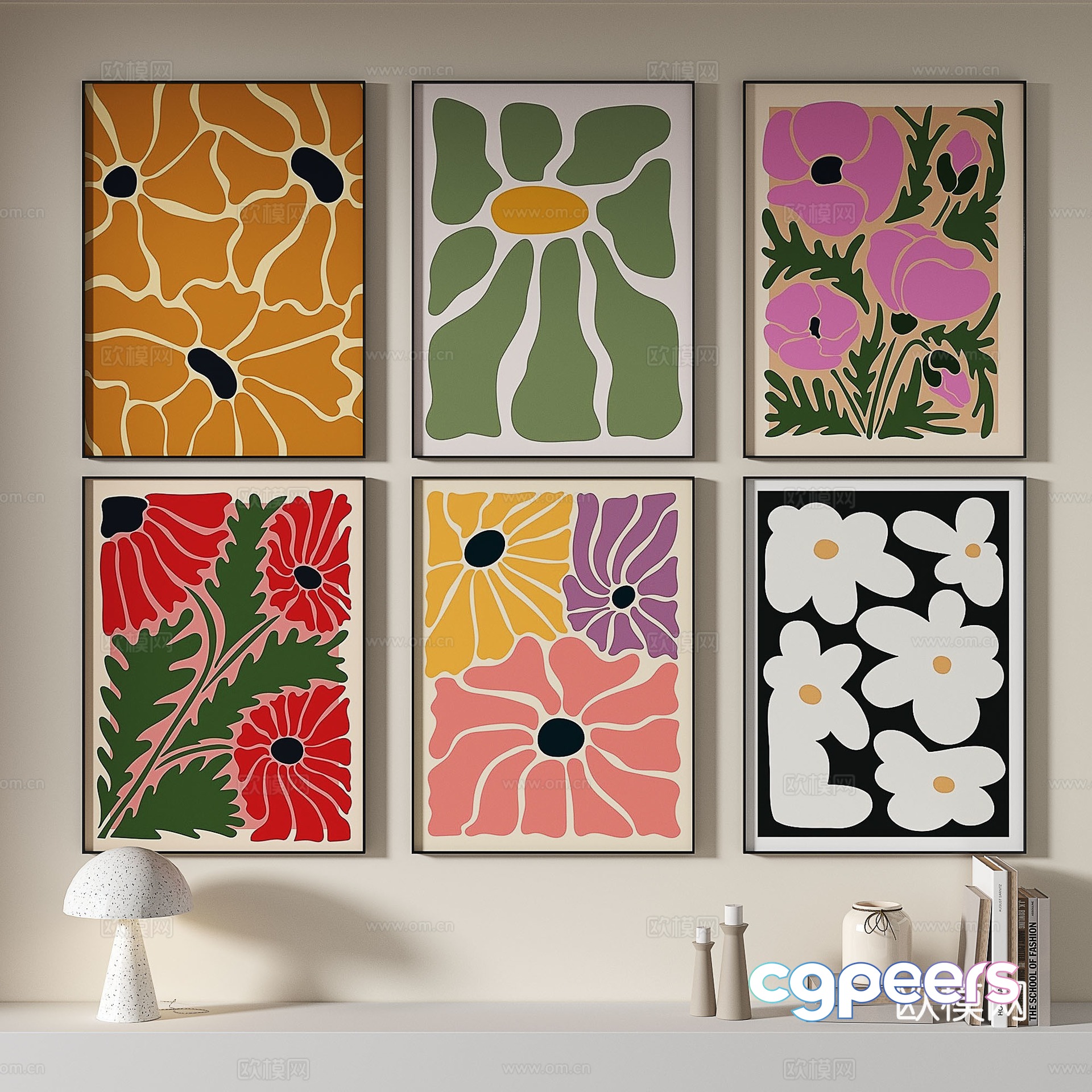Decorative painting art painting floral hanging painting 3d model Decorative painting art painting floral hanging painting 3d model