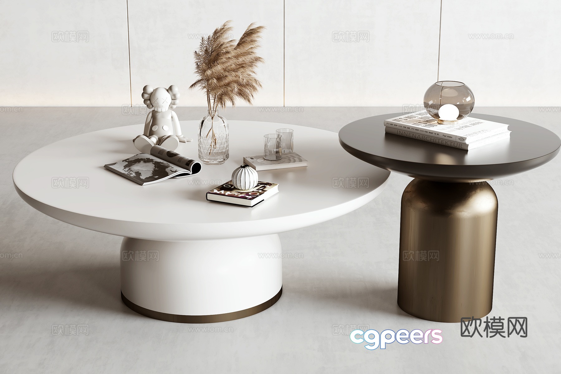 Modern double coffee table 3d model Modern double coffee table 3d model