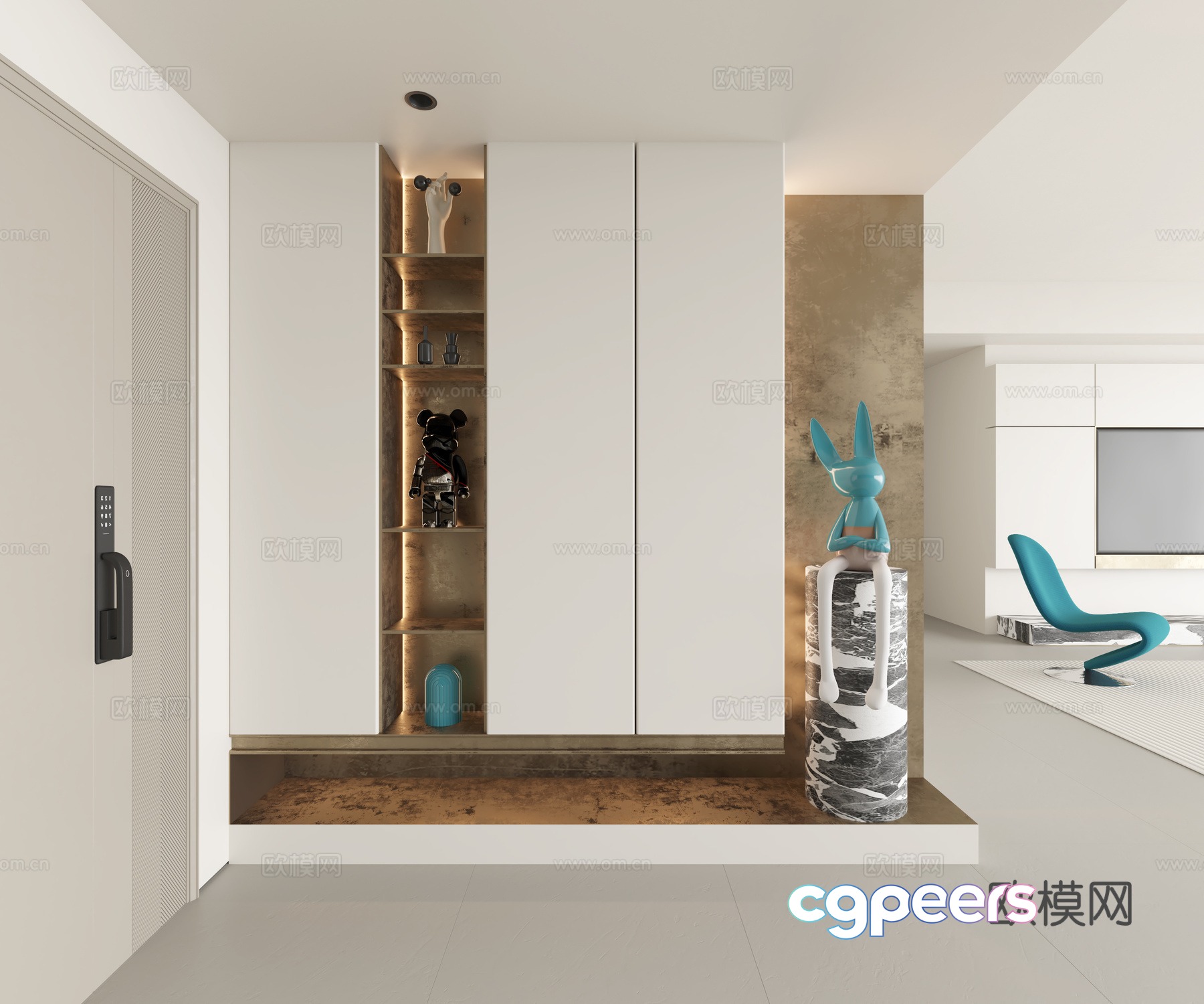 Modern entrance aisle 3D model Modern entrance aisle 3D model