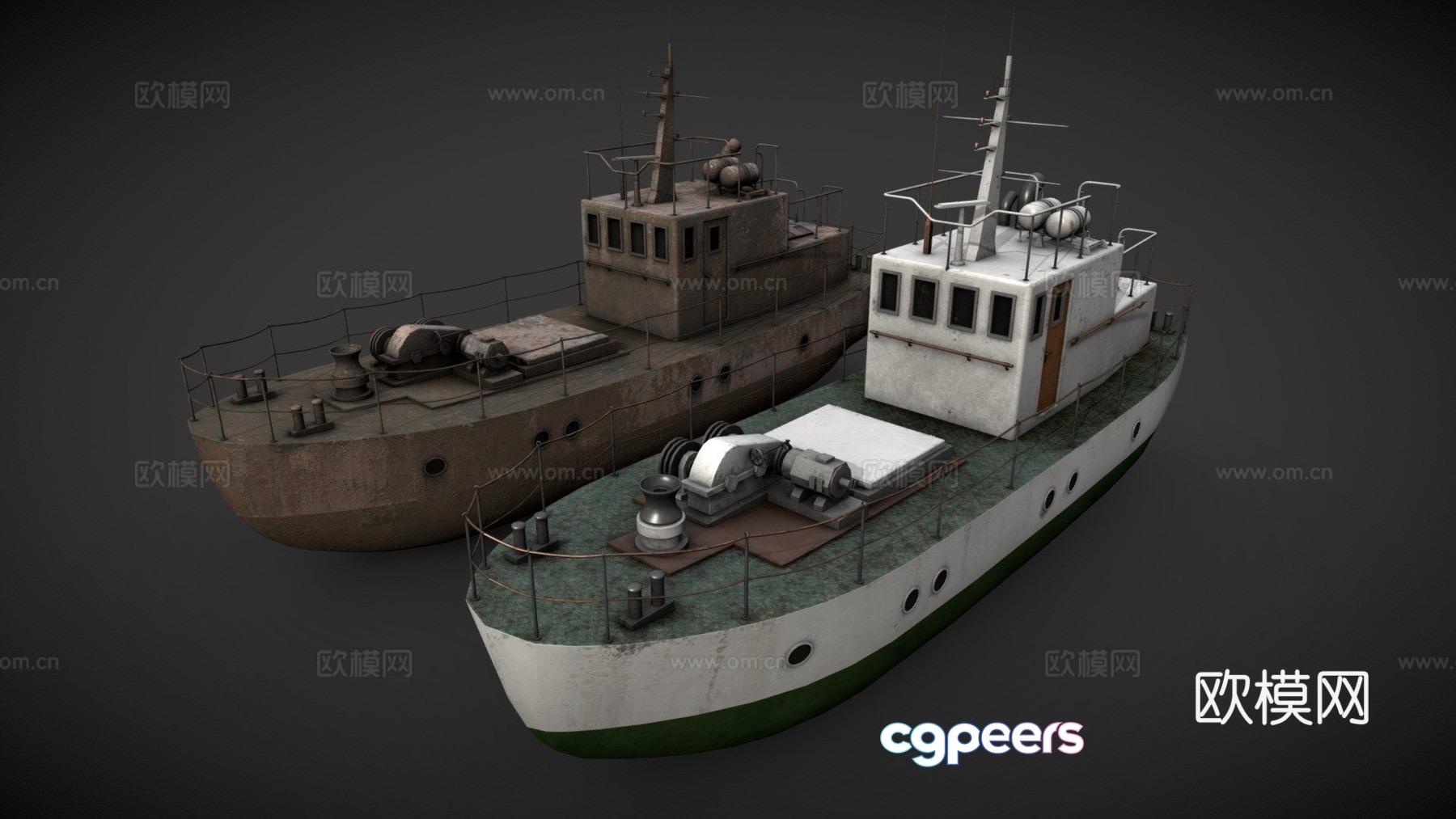 Old river boat 3d model Old river boat 3d model