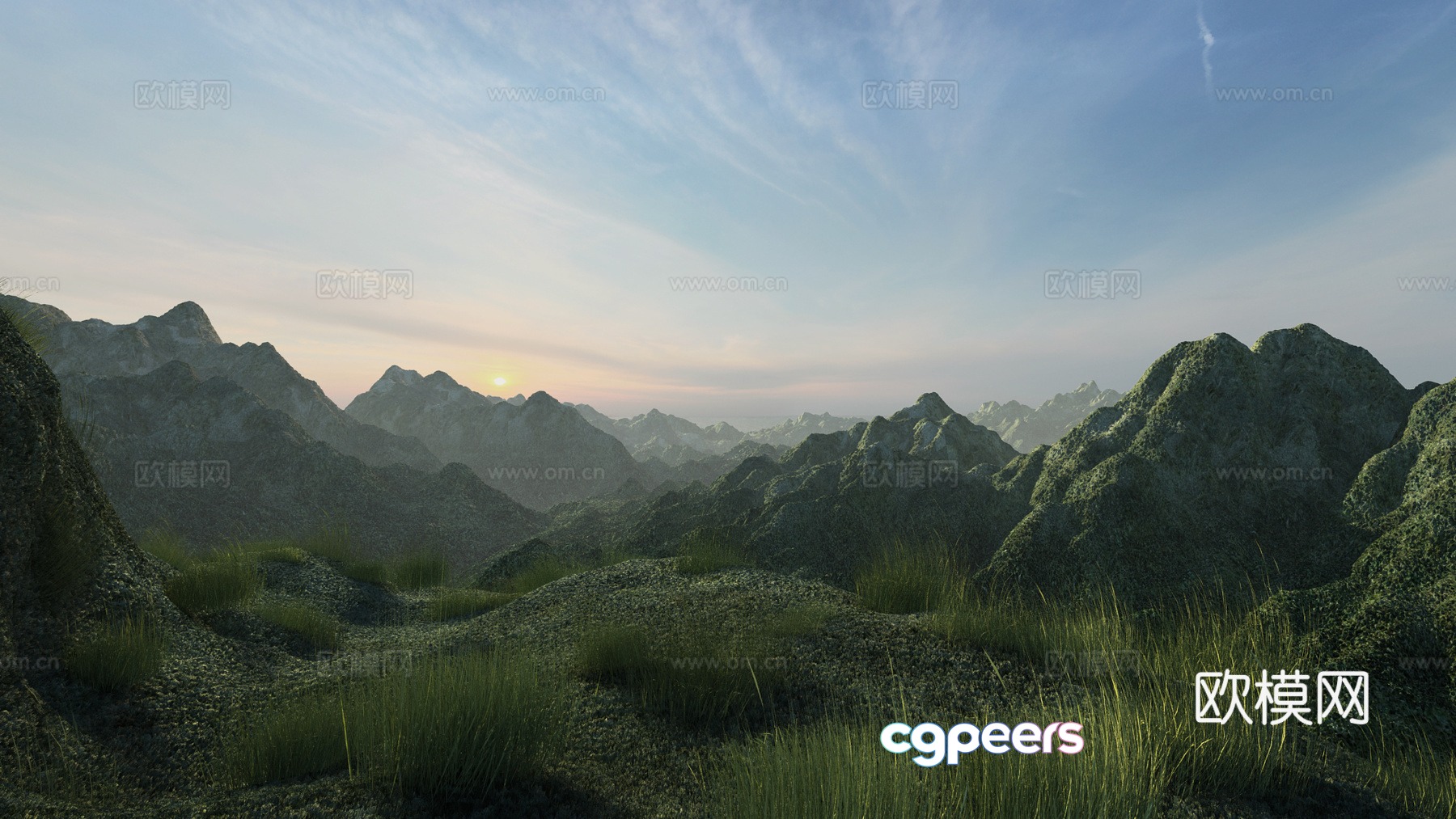 Modern mountain range 3d model Modern mountain range 3d model
