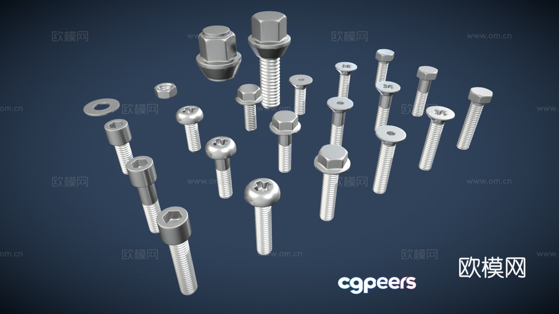 Hardware Bolt Nut 3d model Hardware Bolt Nut 3d model