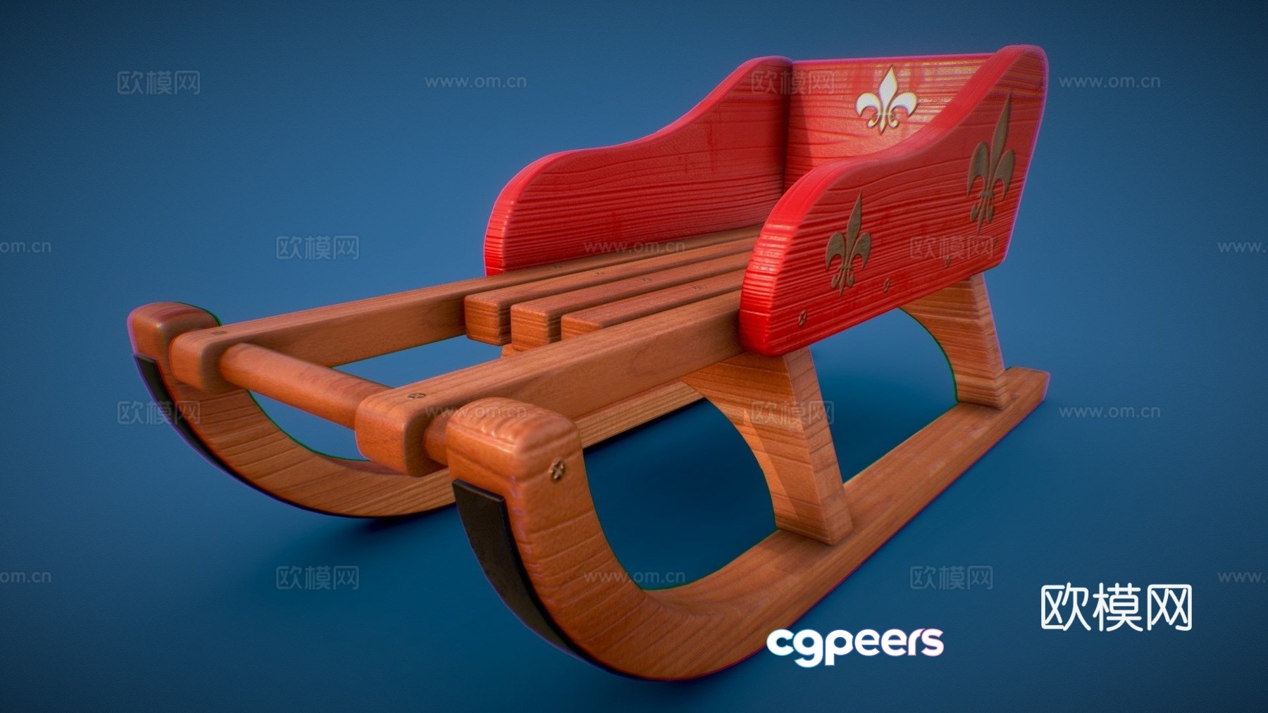 wooden sled rickshaw 3d model wooden sled rickshaw 3d model