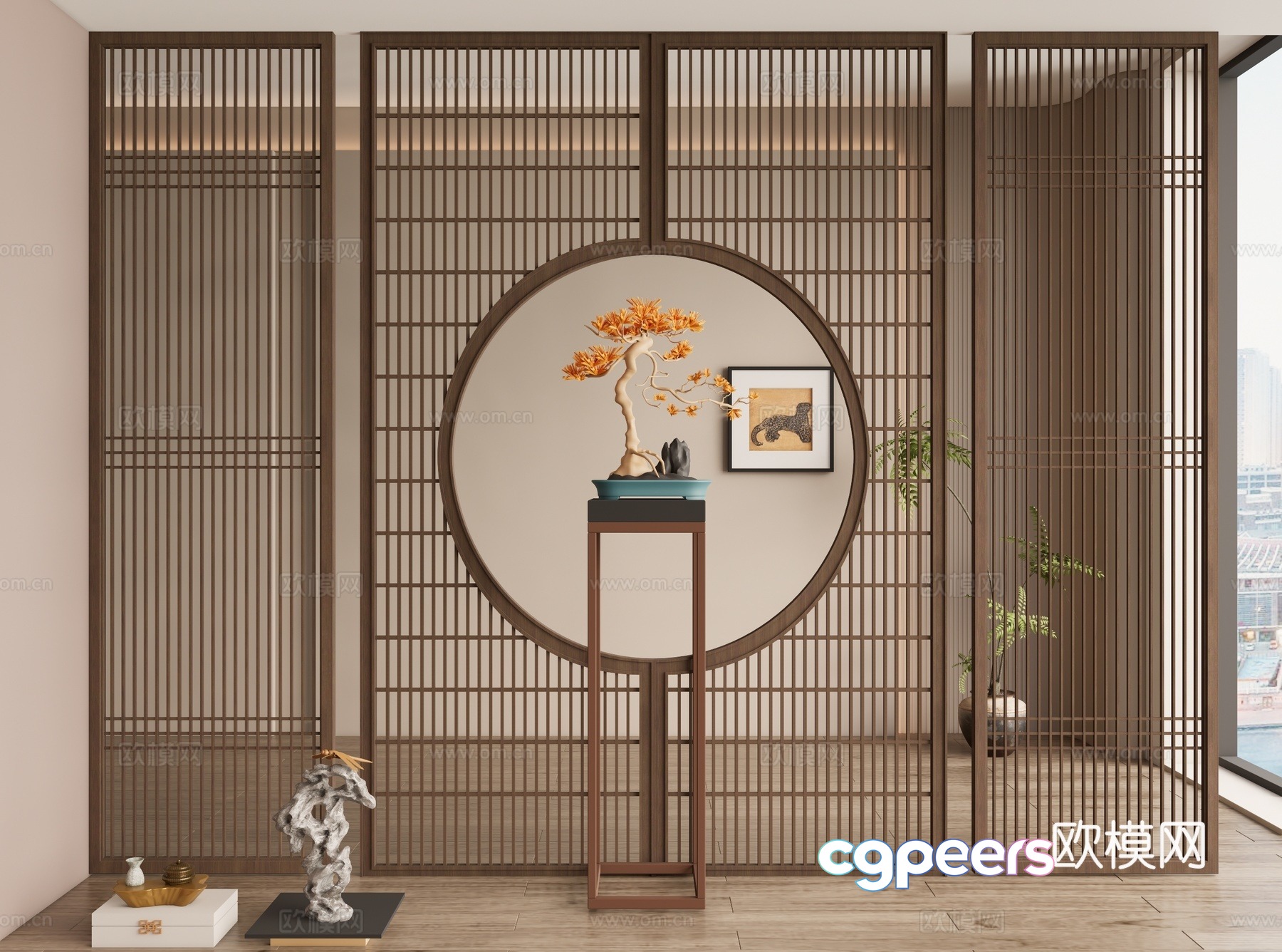 New Chinese style screen decorative screen entrance screen 3D model New Chinese style screen decorative screen entrance screen 3D model