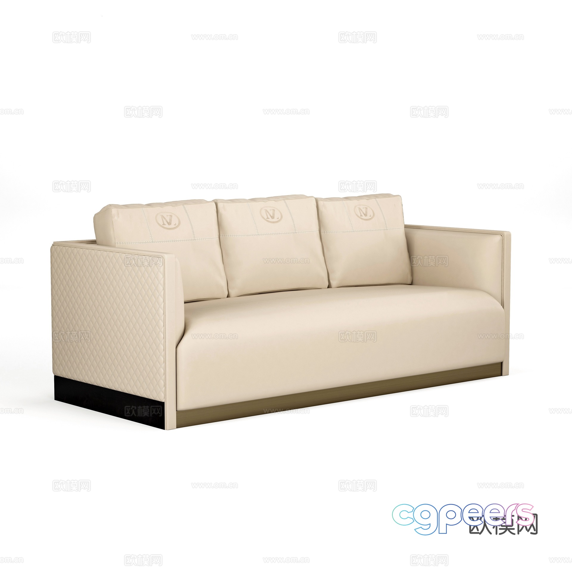 Three-person sofa leather sofa 3d model Three-person sofa leather sofa 3d model