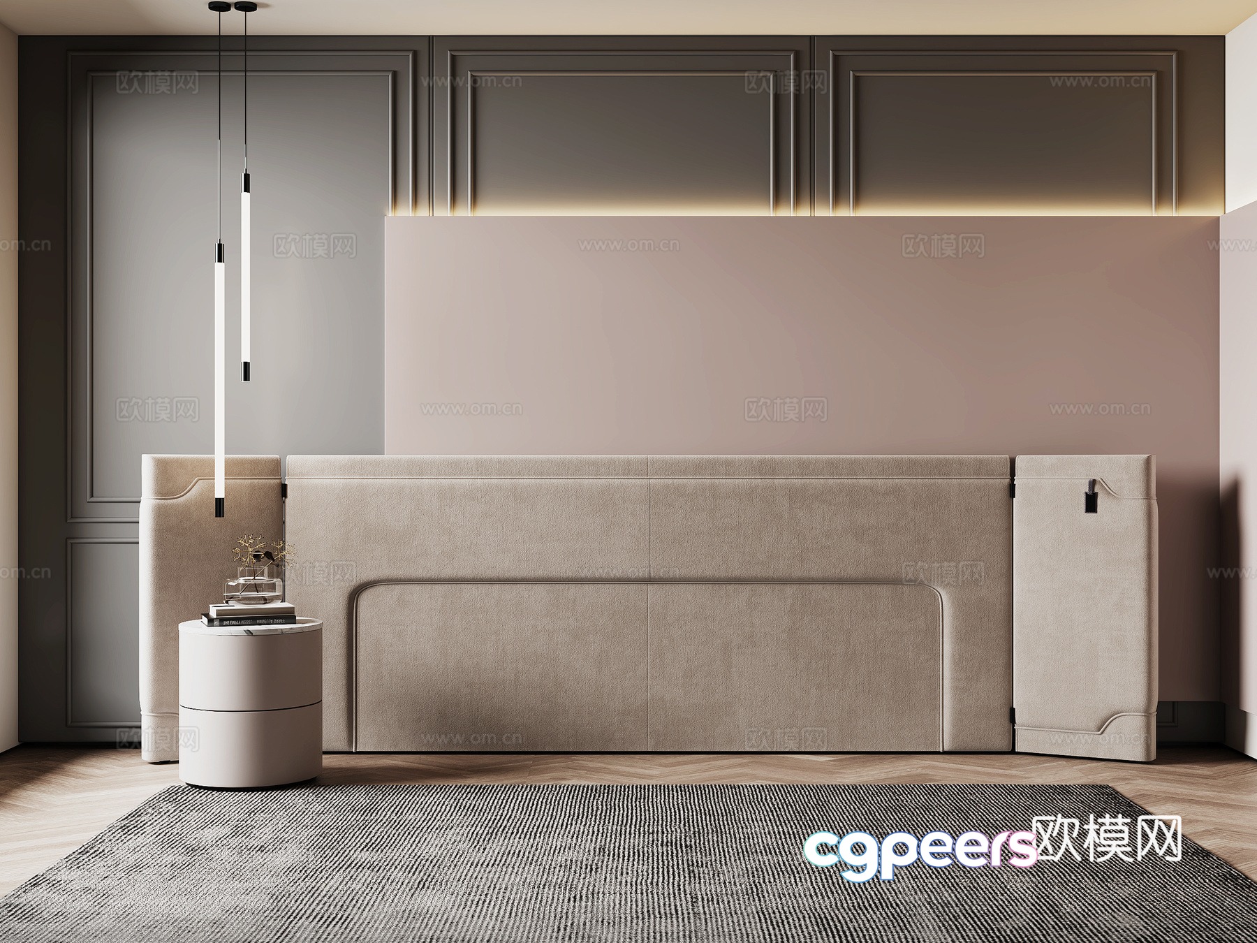 Modern background wall bedside background 3d model Modern background wall bedside background 3d model
