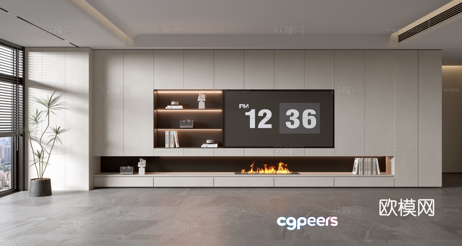 Modern TV background wall 3d model Modern TV background wall 3d model