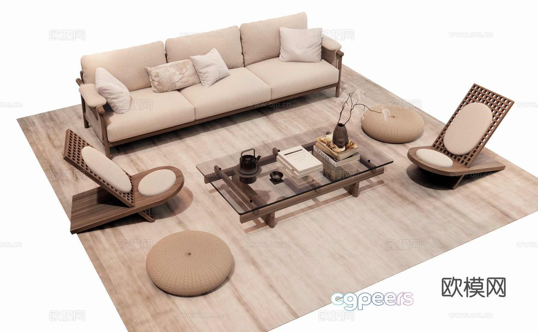 Japanese combination sofa 3D model Japanese combination sofa 3D model