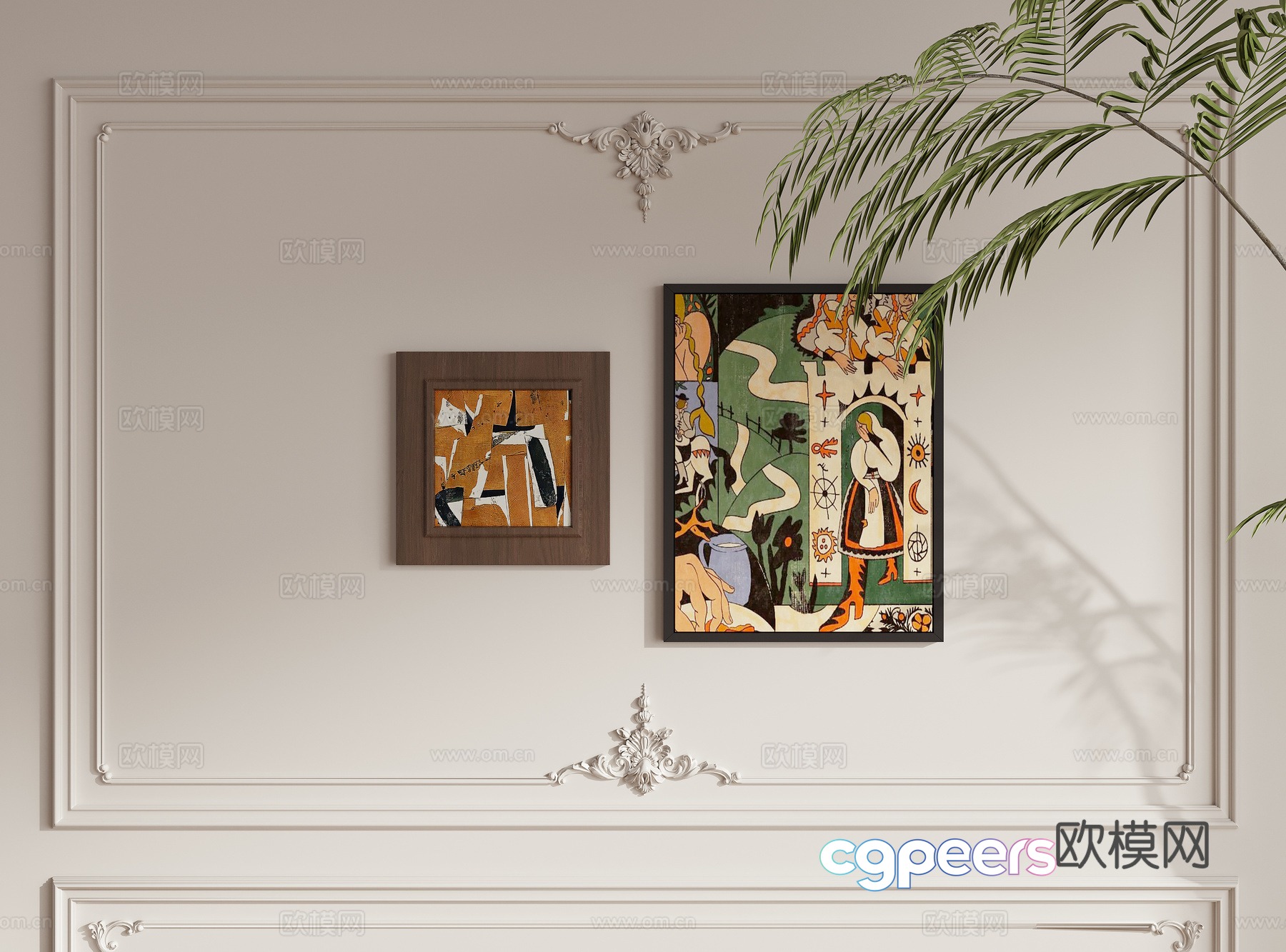 French art hanging paintings decorative painting 3d model French art hanging paintings decorative painting 3d model