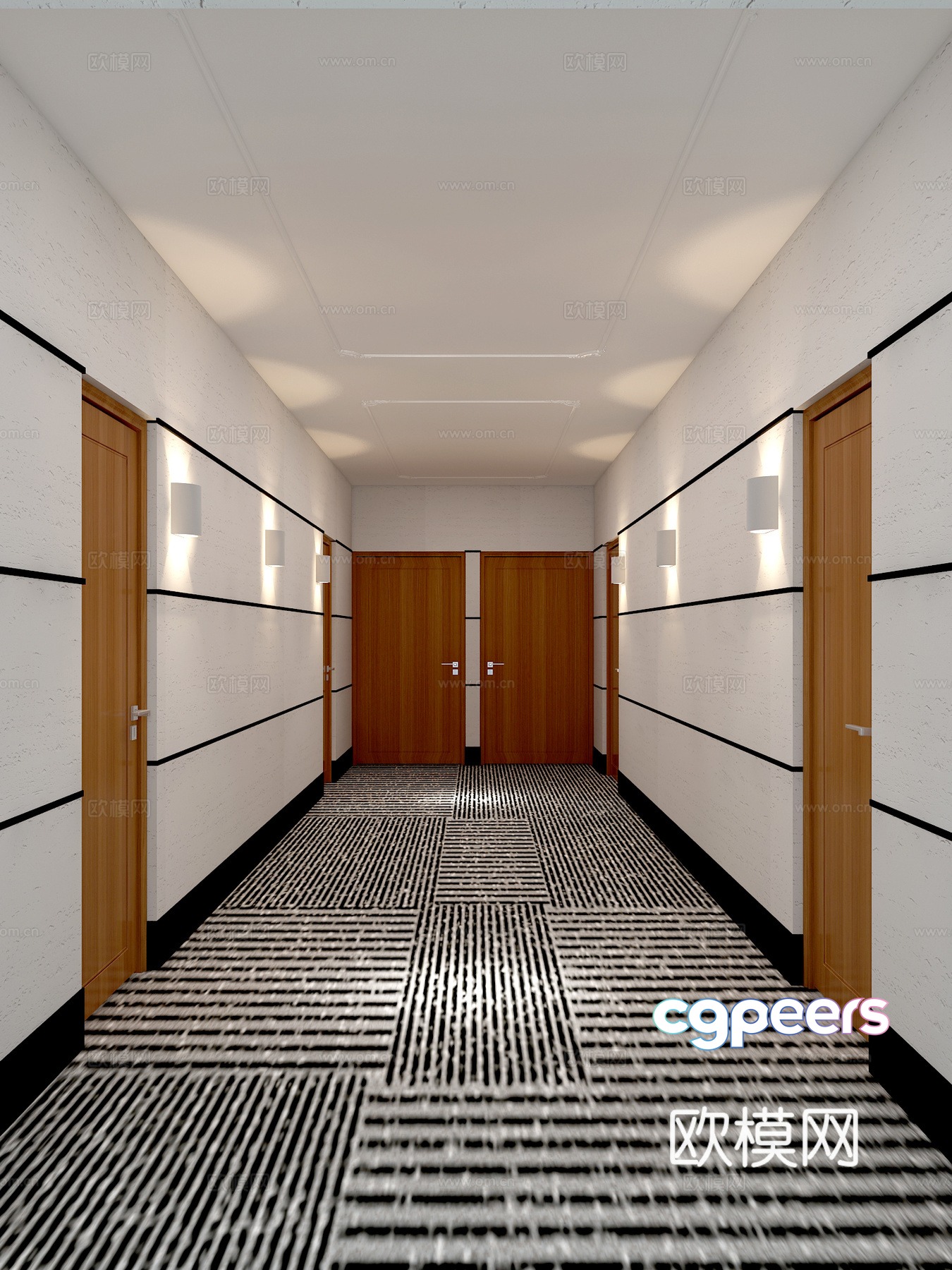 Modern Apartment Corridor Residential Hallway 3d Model Modern Apartment Corridor Residential Hallway 3d Model