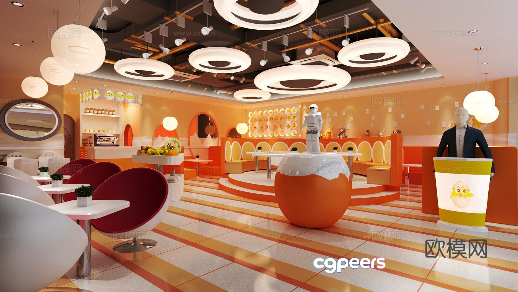 Modern fast food restaurant 3d model Modern fast food restaurant 3d model
