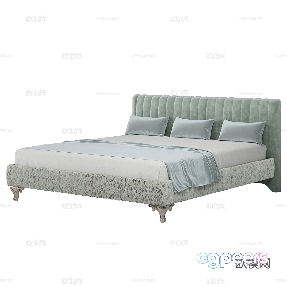 French double bed 3d model French double bed 3d model