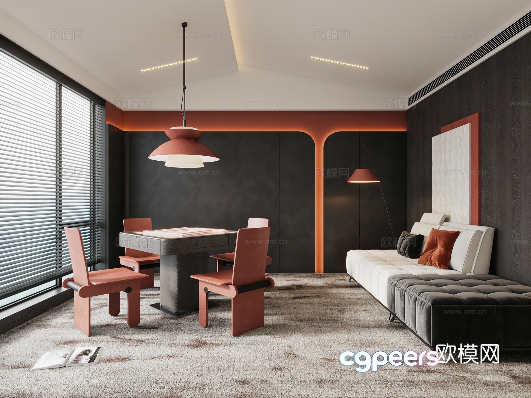 Modern chess room 3D model Modern chess room 3D model