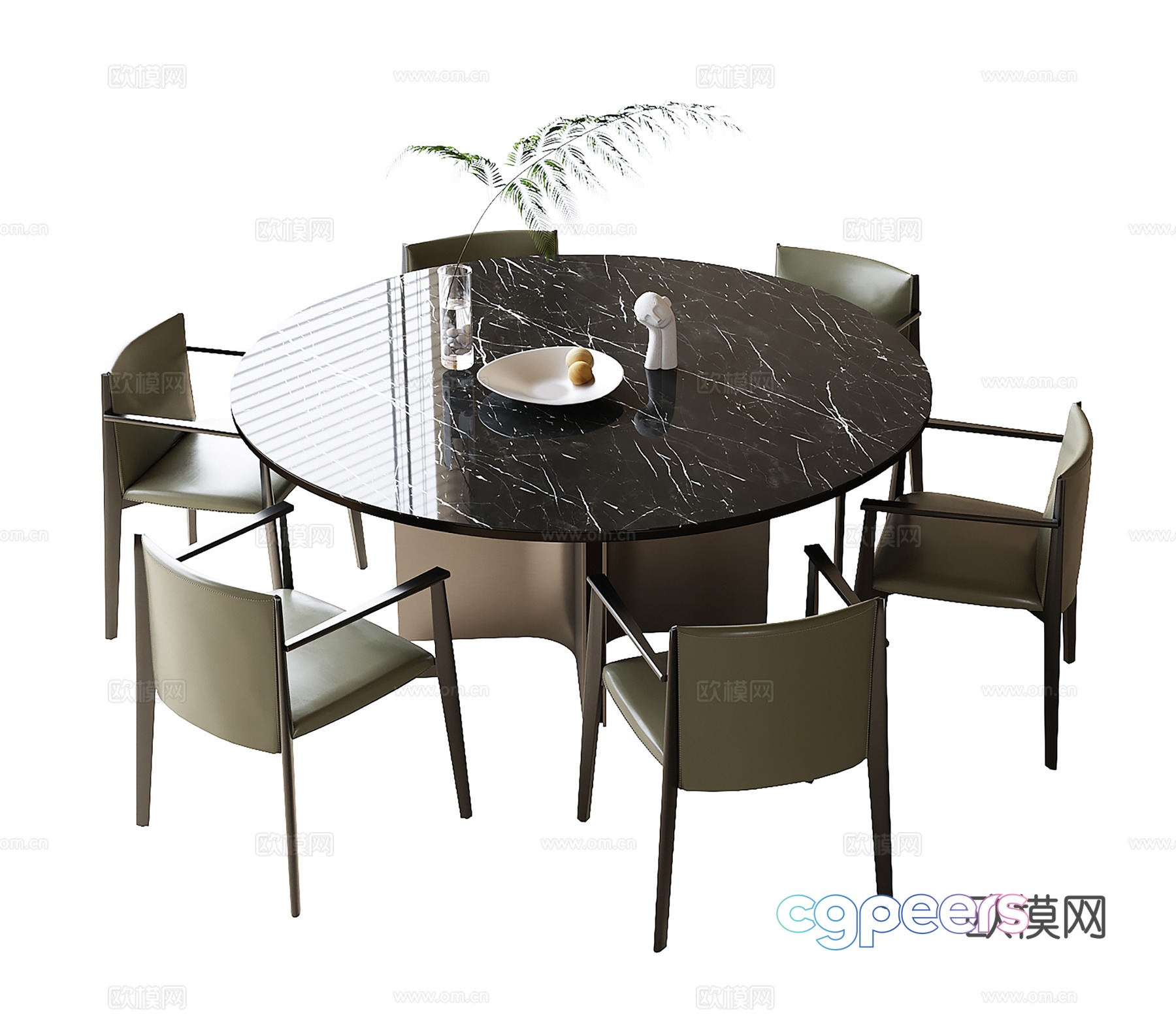 Modern round dining table 3d model Modern round dining table 3d model