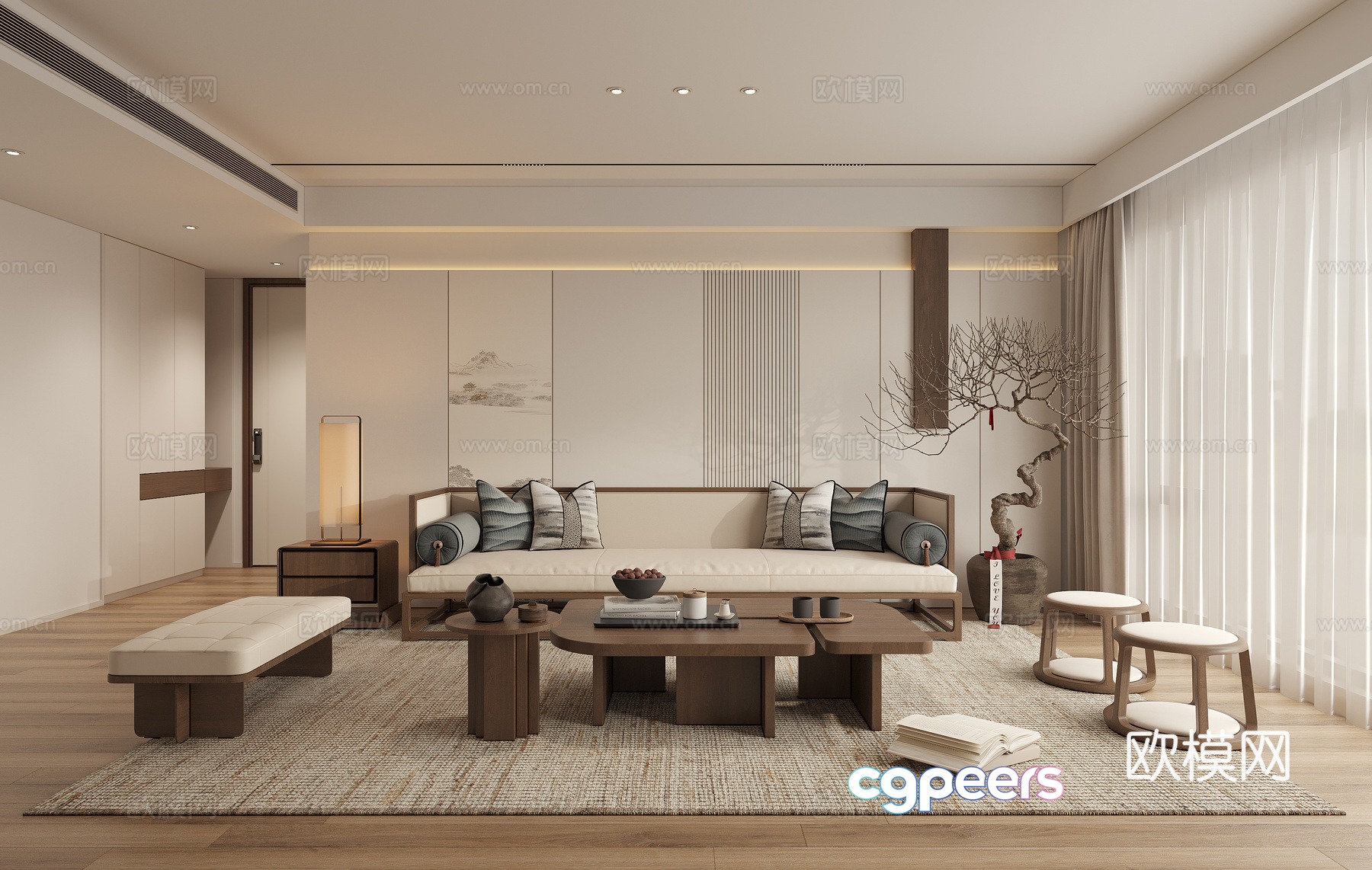 New Chinese living room 3D model New Chinese living room 3D model