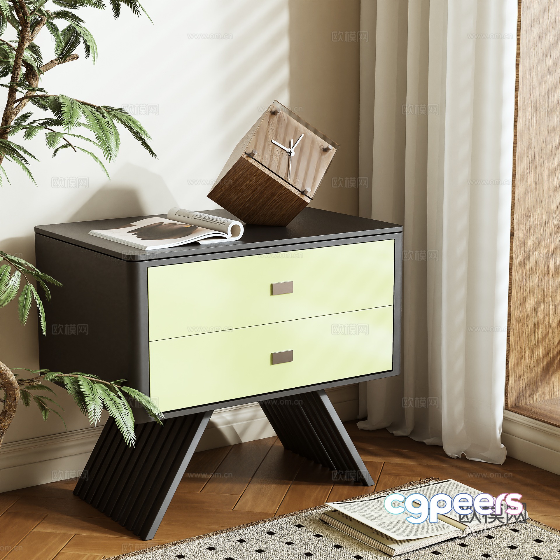 Modern bedside table 3D model Modern bedside table 3D model