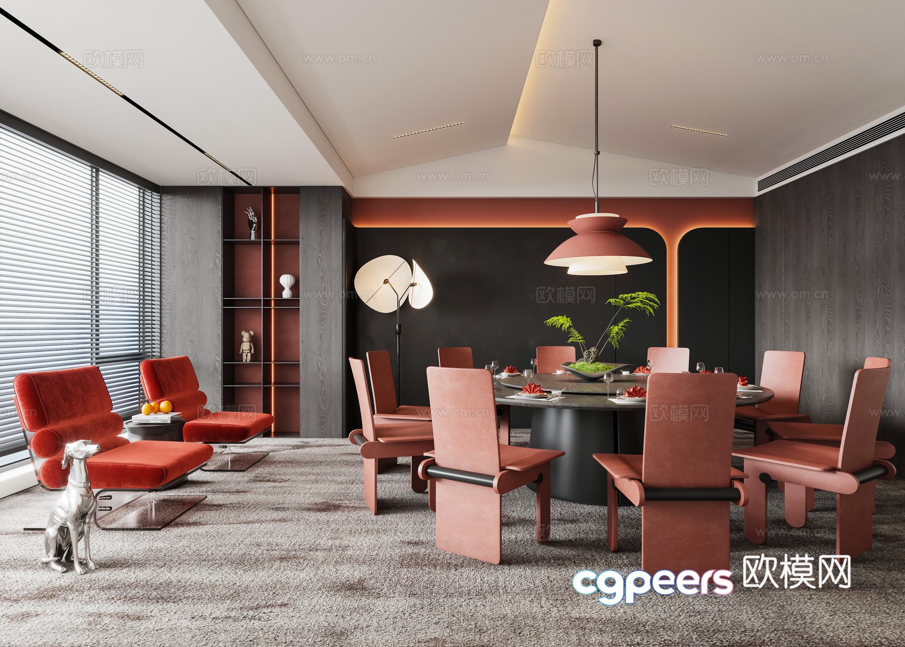 Modern restaurant private room 3D model Modern restaurant private room 3D model