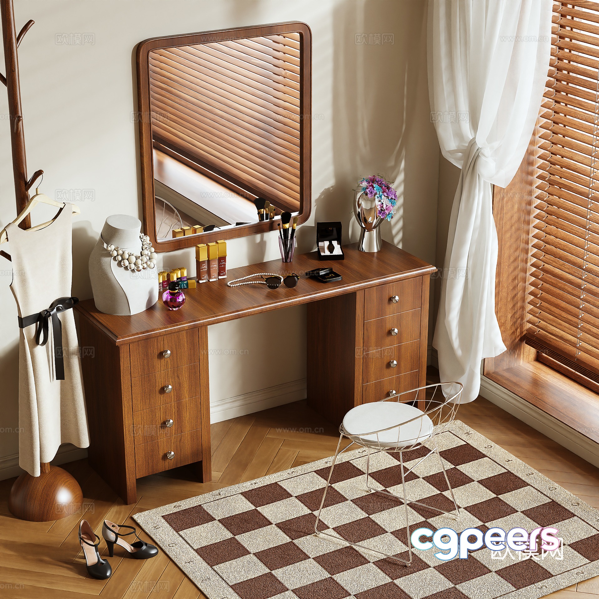Medium style dressing table 3D model Medium style dressing table 3D model