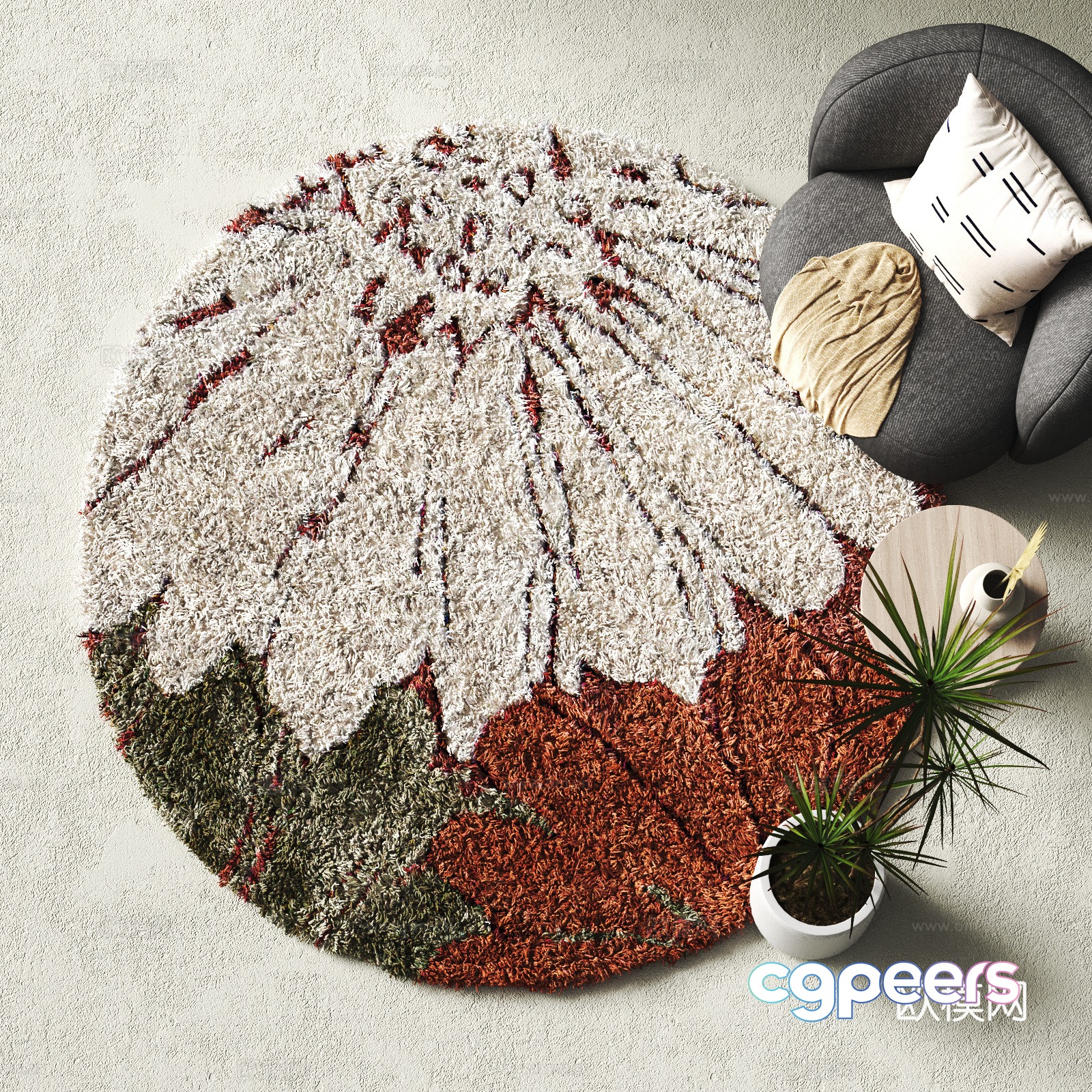 Modern round carpet Plush carpet 3d model Modern round carpet Plush carpet 3d model