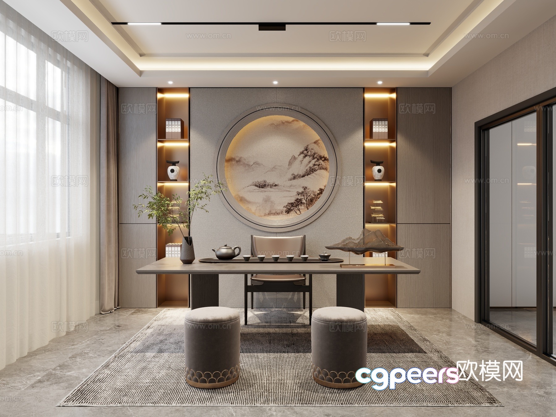 New Chinese tea room 3D model New Chinese tea room 3D model