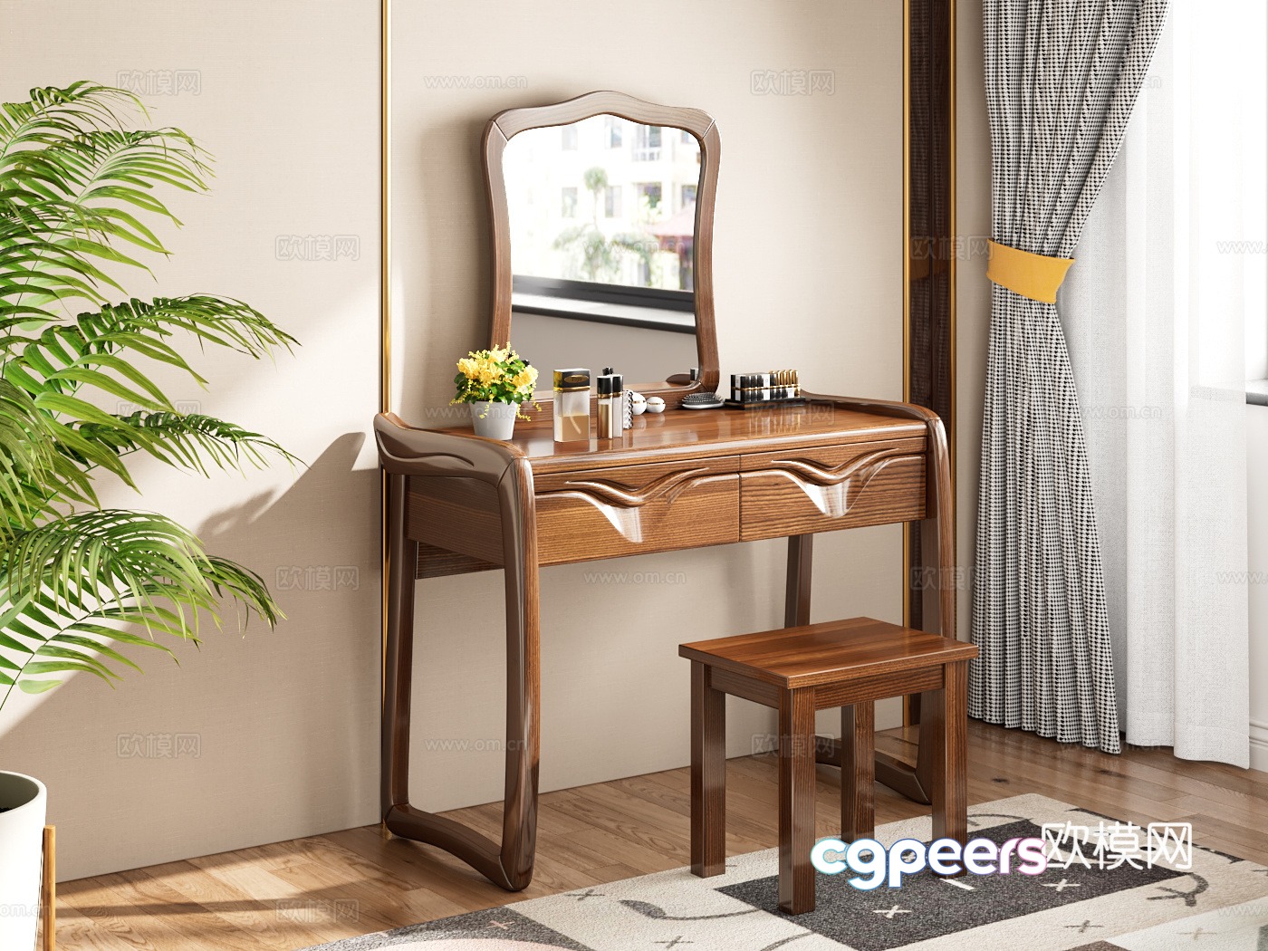 Medium style dressing table 3D model Medium style dressing table 3D model